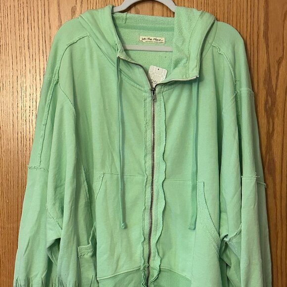 Free People Camden Zip Up Hoodie Gossamer Green NWT size- LARGE - Picture 4 of 7